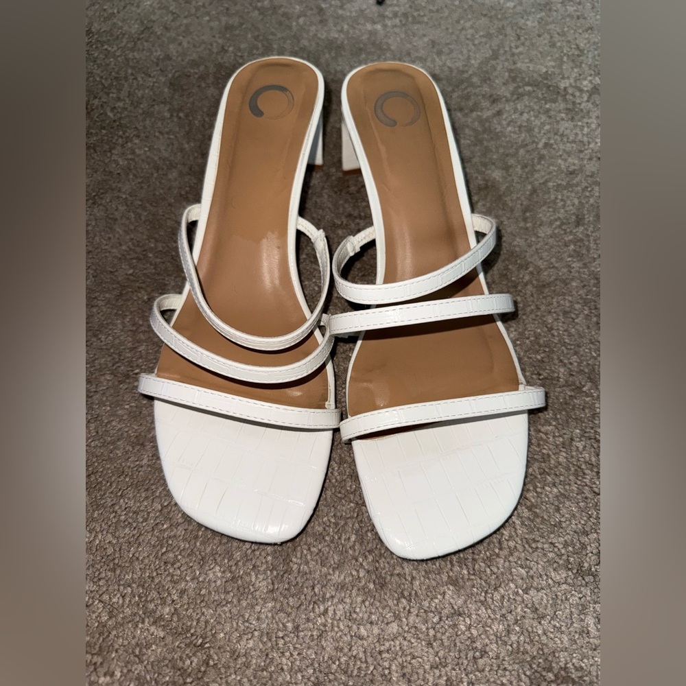 White Strappy Women's kitten heels